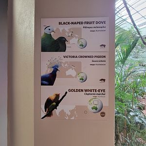National Aviary - Canary's Call, small signage example