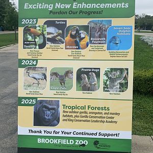 Sign at South Gate entrance on upcoming exhibits