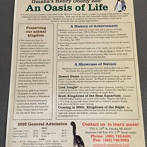 Omaha Zoo Flyer from 2002 - Back page