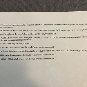 Omaha Zoo Awards and Achievement List from 2003 - Cont'd
