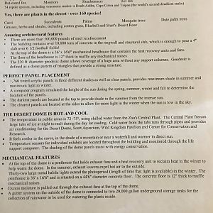 Omaha Zoo - Desert Dome Fact Sheet - From 2003 - Cont'd