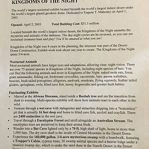Omaha Zoo - Kingdoms of the Night Fact Sheet - From 2003