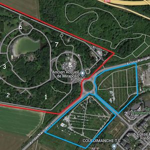 Map of the former amusement park Mirapolis