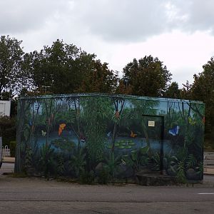 Decorated building in car park 13.7.23