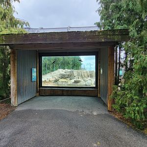 Toledo Zoo, Arctic Encounter - Polar bear yard viewing window from far side of the exhibit