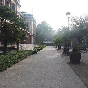 Road to ticket/membercard checkpoint an entrance alongside administration and conference building, 2022-09-04