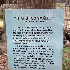 Sign for Black Bear in Corn Crib Cages