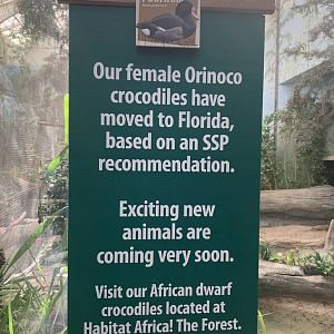 The Swamp - Signage in former Orinoco crocodile exhibit