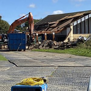 Sealion house, demolition work in progress, ZSL Whipsnade, UK