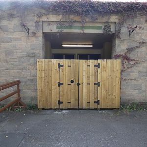 Closed-off entrance to monkey house