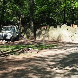 Camp site theming and wall around black-tailed prairie dog exhibit, 2023-05-19