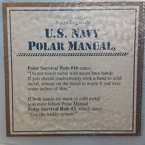 Amusing signage in Arctic Encounter restrooms