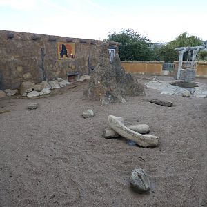 Meerkat and African spurred tortoise outdoor enclosure