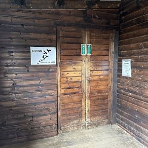 Entrance to the Outback Aviary at Hamerton Zoo Park (October 2023)