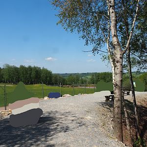 Walking section viewing area for African drive-through safari exhibit, 2023-05-19