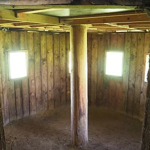 Interior of Maned wolf viewing hut, 2023-05-19