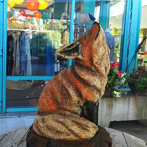 Red fox wood carving, 2023-09-26