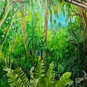 Cassowary mural in Lori(keet) garden