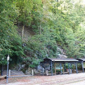 Tram station at the end of the wildlife park walking trail, 2023-09-26