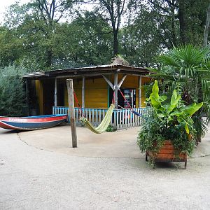 Restroom building with theming near the Mangrove ecodisplay, 2023-10-07