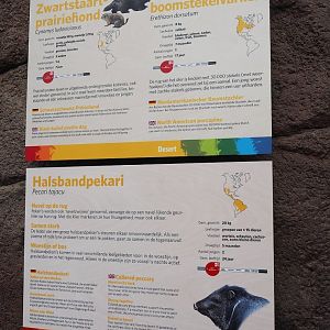 Collared peccary, North American porcupine and Black-tailed prairie dog signage, 2023-10-07