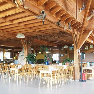 Interior of the Crête des cerfs ('Deer Ridge') restaurant building, 2023-06-24