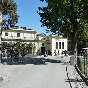 Monkey House - Entrance and bolivian squirrel monkey outside enclosure