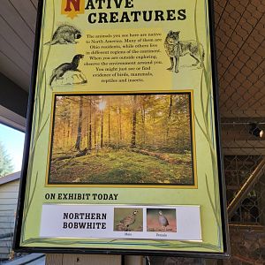 Akron Zoo - Native Creatures sign
