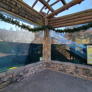 Akron Zoo - North American river otter exhibit, with clear slide for humans through the otters' water area
