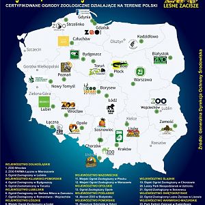 Map of all Polish licensed zoos (summer 2023)