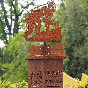 "Egg of the World" entrance area - Road sign for future world "The Land of the Rising Sun", 2023-05-16