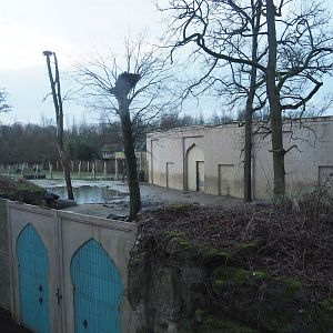 Asian elephant house and paddock seen from the viewing area on top of the Sulawesi crested macaque house, 2024-01-01
