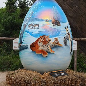 Giant painted easter egg with animals from The Land of the Cold, 2023-05-15