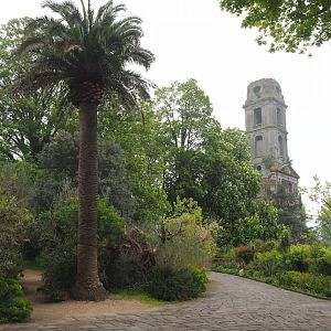 Walkways, gardens and old abbey tower, 2023-05-15