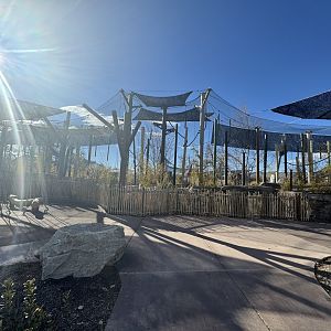 Long rotating exhibit next to children’s ropes area