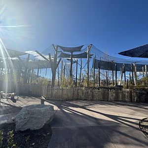 Long rotating exhibit next to children’s ropes area