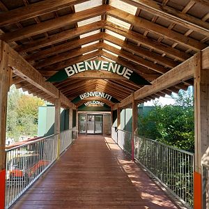 From parking lot to entrance