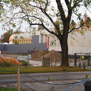 Construction site for "The Sanctuary", 5 hectare South American tropical hall, and roof of the new entrance, 2023-10-13