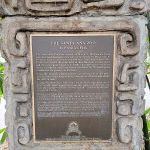 Santa Ana Zoo - Plaque with history of the zoo