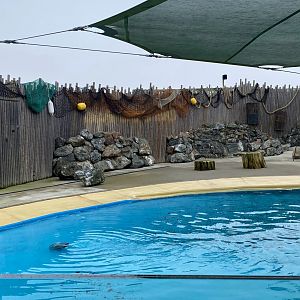 'Sealion Bay' signage removed, Banham zoo, UK