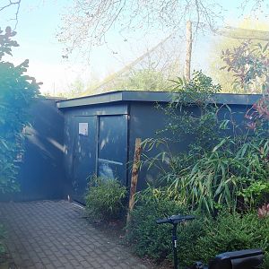 Lemur house and entrance to walkthrough lemur exhibit, 2023-04-30