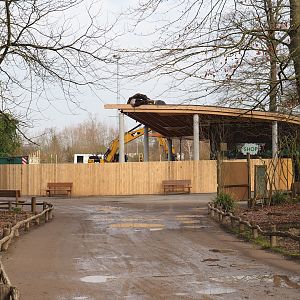 Demolition of entrance for construction of new, larger entrance building, 2024-03-04