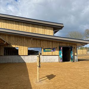 Monkey forest, Macaque house, entrance, ZSL Whipsnade
