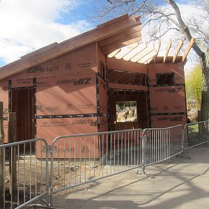 additional aviary under construction in front of the giraffes