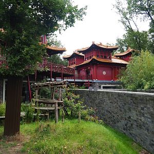 Pandasia - Outdoor exhibit and Restaurant and gift shop buildings, 2023-08-17