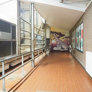 Visitor area in the Addax and giraffe building, 2023-08-17