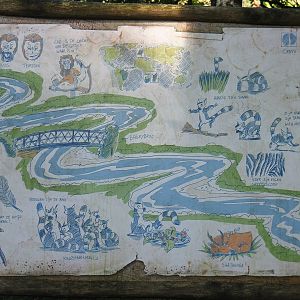 Map of creek area with pedalo boats around primate islands, 2023-09-24