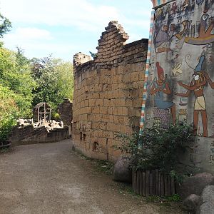 Ancient City - Walkway near Hamadryas baboon exhibit and Ancient Egyptian murals, 2023-09-24