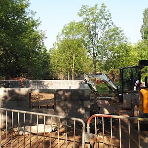 Construction for expansion of Tasmanian devil exhibit towards/with former wombat - echidna space, 2024-05-10