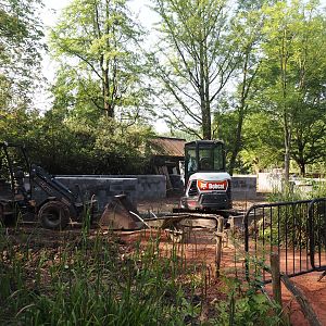 Construction for expansion of Tasmanian devil exhibit towards/with former wombat - echidna space, 2024-05-10